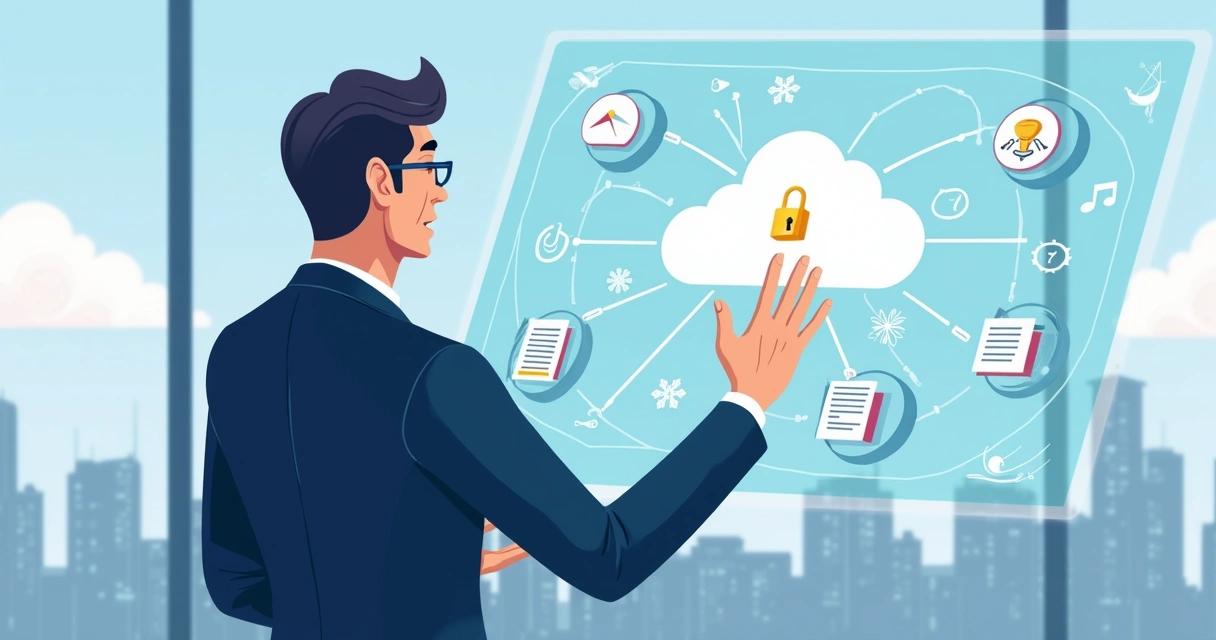 Advogado acessando plataforma de IA jurídica na nuvem