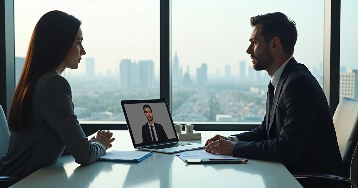 Advogado criminal em reunião online com cliente 