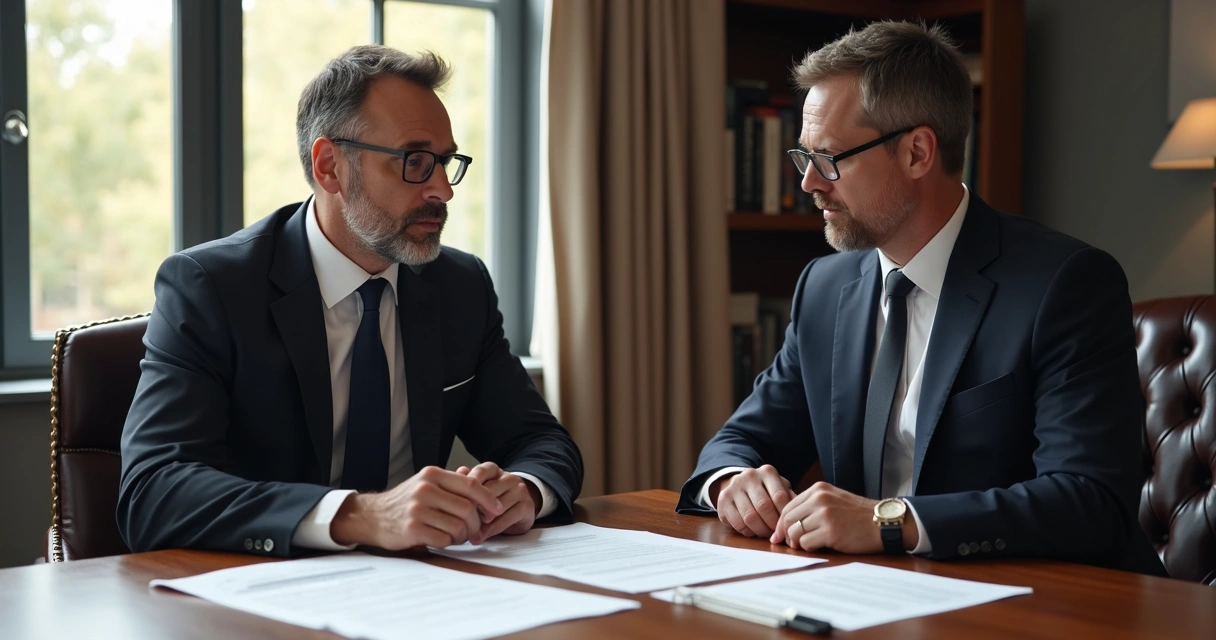 Advogado previdenciário analisando documentos com cliente 
