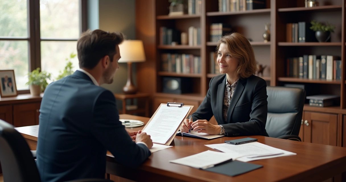 Reunião de advogado com cliente sobre saúde