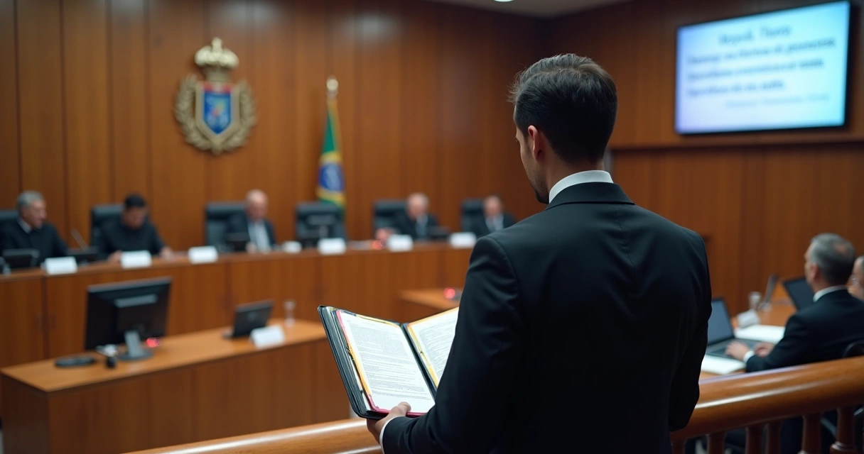 Advogado observa sessão de julgamento em tribunal de segunda instância 