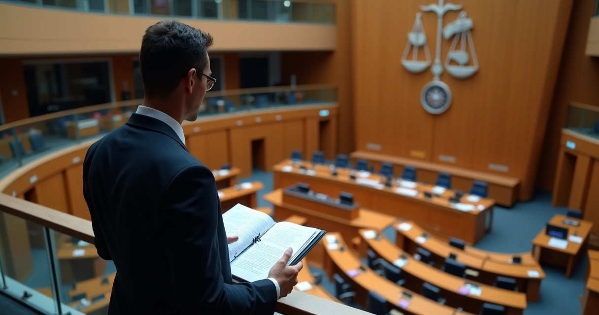 Advogado observa julgamento em plenário de tribunal superior 