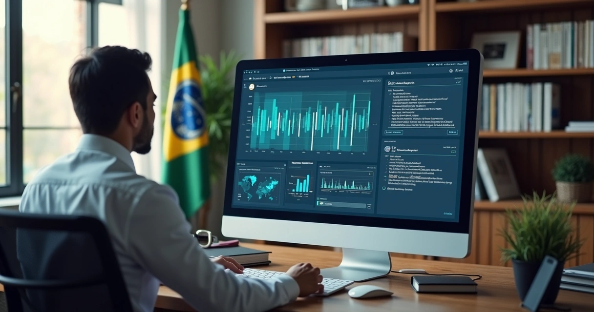Advogado analisando tela de IA jurídica 