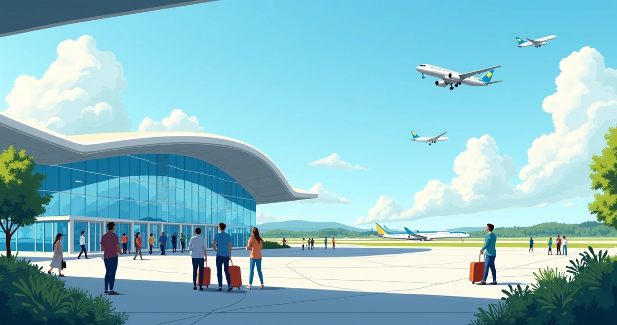 Terminal moderno do Aeroporto de Charlotte Douglas com aviões na pista 