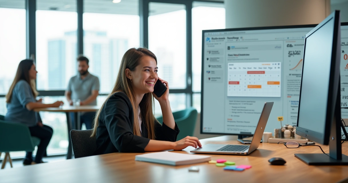 Profissional de marketing em videoconferência agendando reunião de vendas com cliente 