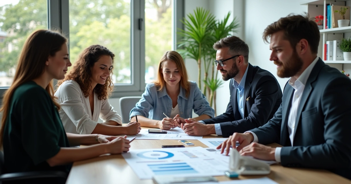 Equipe de agência de marketing trabalhando junto em Gravataí 