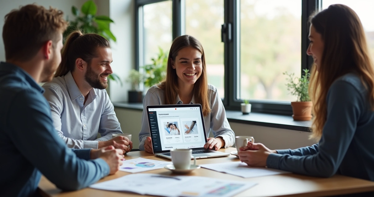 Equipe de agência de marketing digital criando landing page rapidamente 