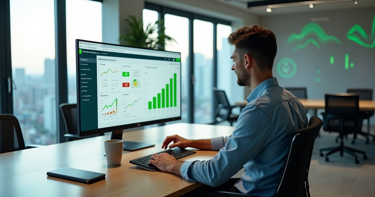 dono de agência de marketing analisando poucos clientes em gráfico com alta lucratividade 