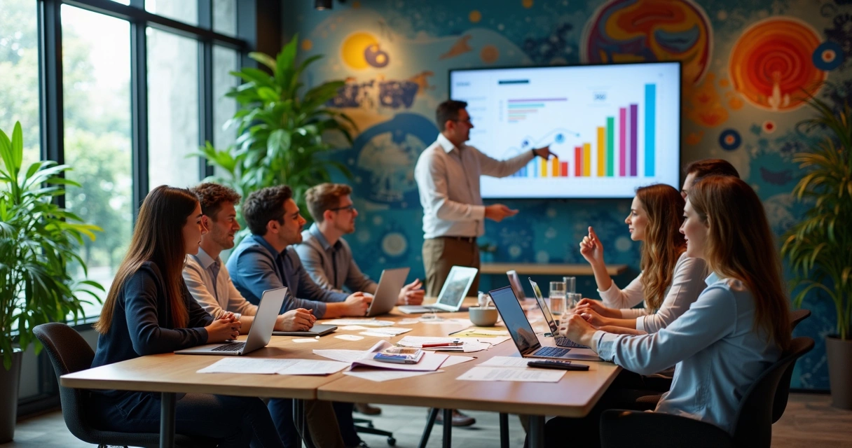 Equipe de agência de marketing reunida em Curitiba 