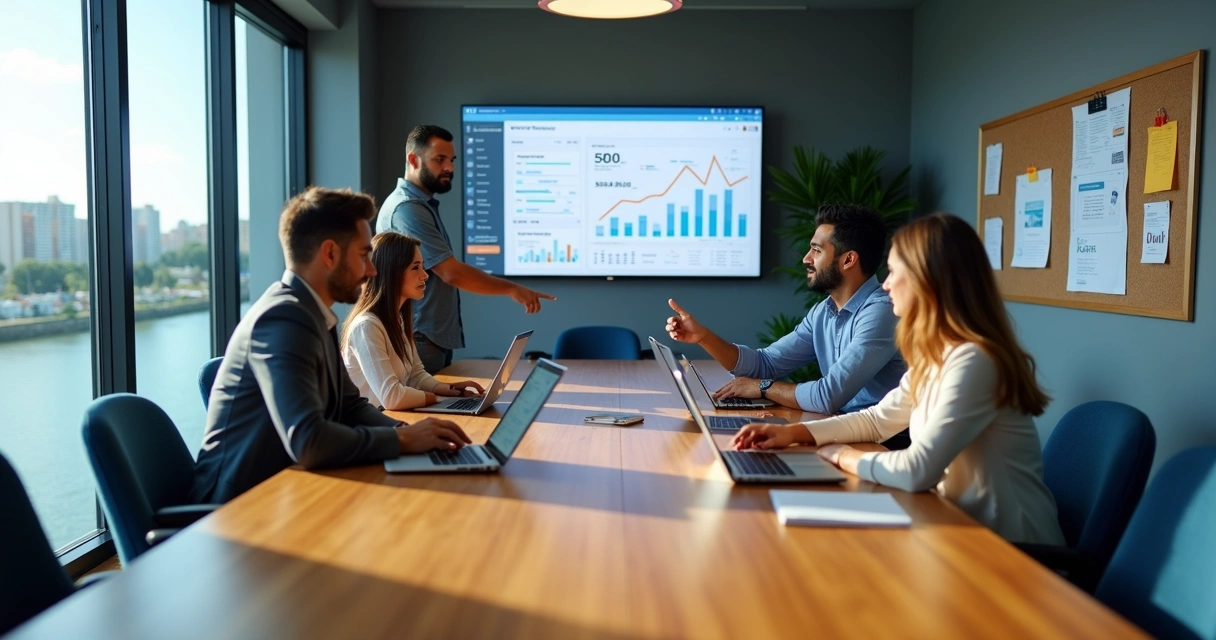 Equipe de marketing em reunião estratégica em escritório moderno em Petrolina 