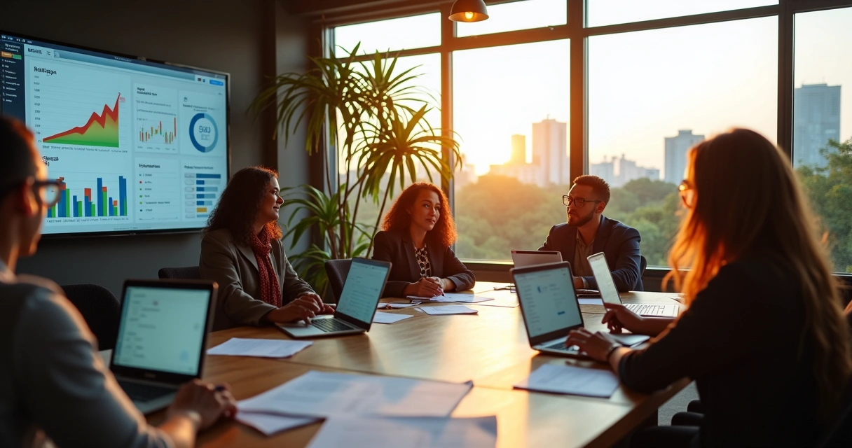 Equipe de marketing em reunião estratégica em escritório moderno em Teresina 