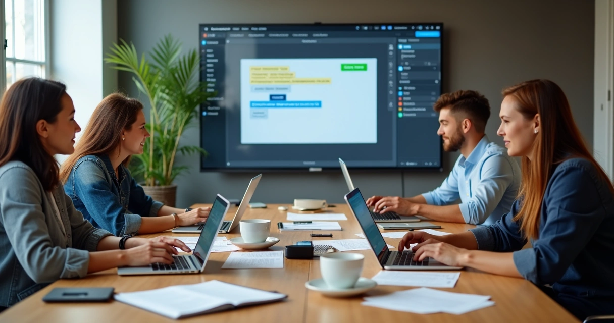 Agency team collaborating on WordPress block layouts 