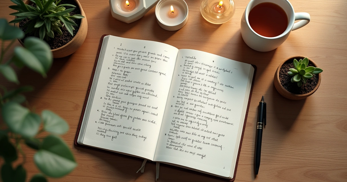 Caderno aberto com anotações e horários marcados para meditar 