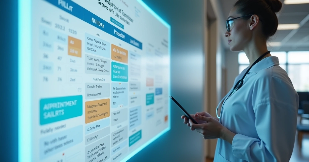 Agenda automatizada de clínica médica exibindo consultas e vagas 