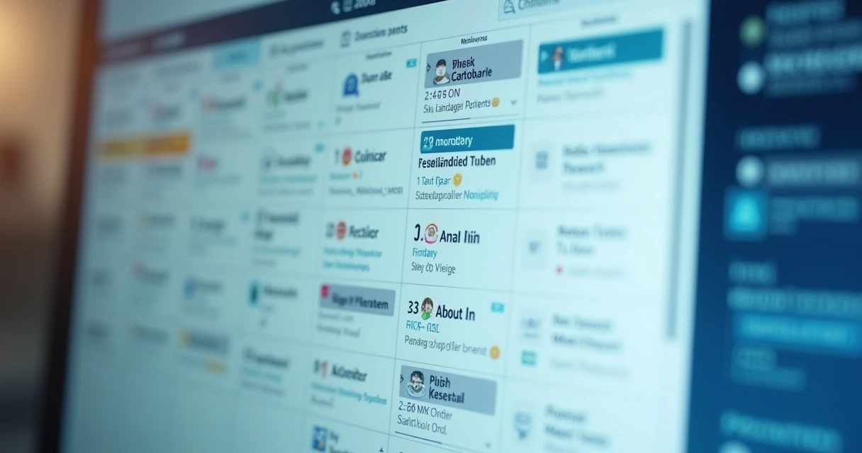 Tela de agenda digital com consultas marcadas e lembretes automáticos destacados para consultório. 