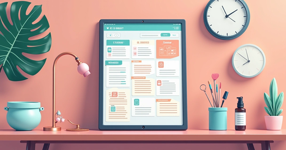 Tablet com agenda digital de clínica de estética, notificações de cliente 