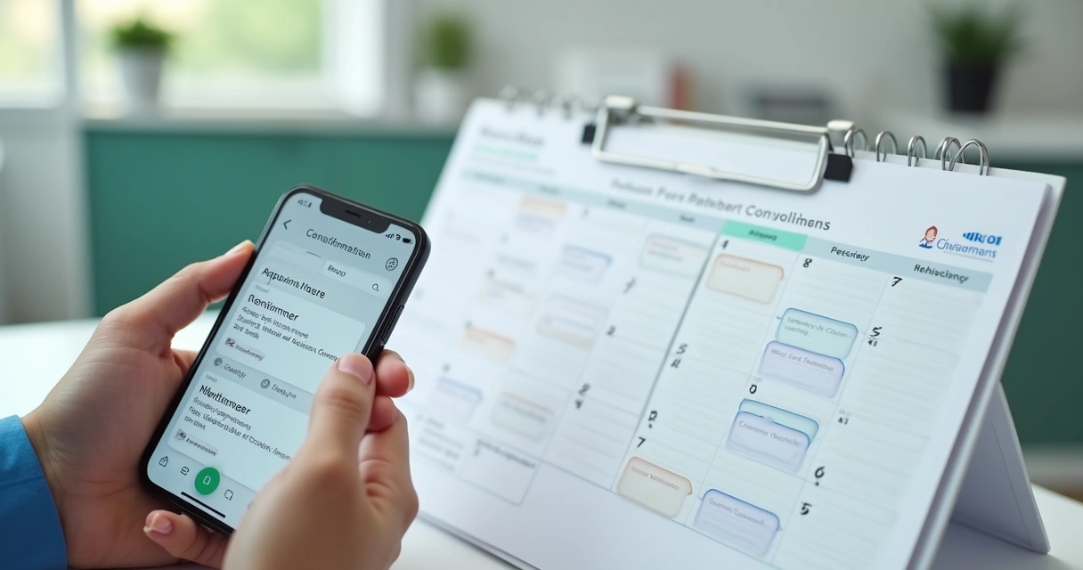 Agenda clínica com confirmações de consultas no celular 