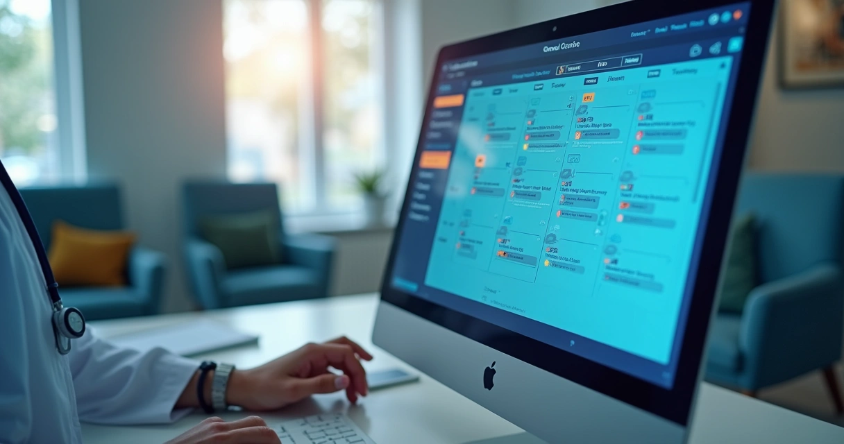 Calendário digital colorido com marcações e notificações de consulta 