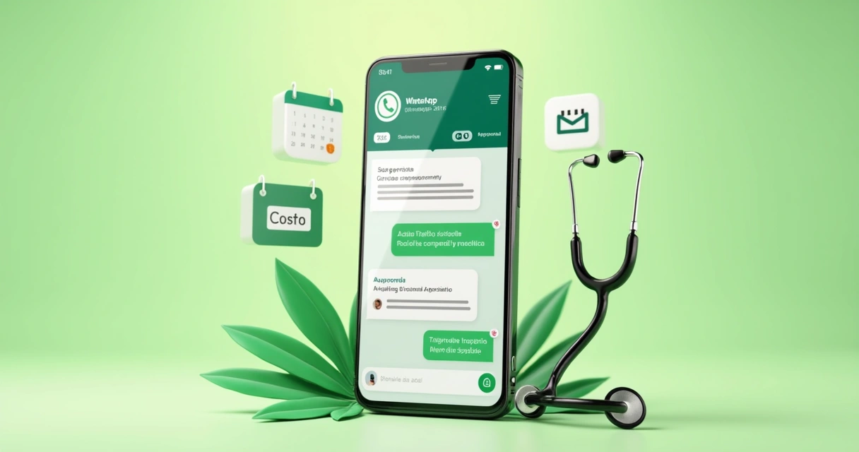 Tela de celular com conversa de WhatsApp agendando consulta médica 
