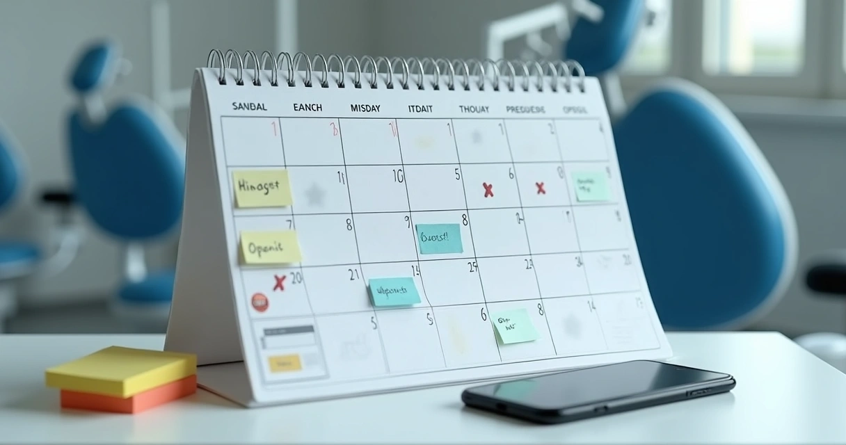 Agenda de consultório mostrando ausências de pacientes