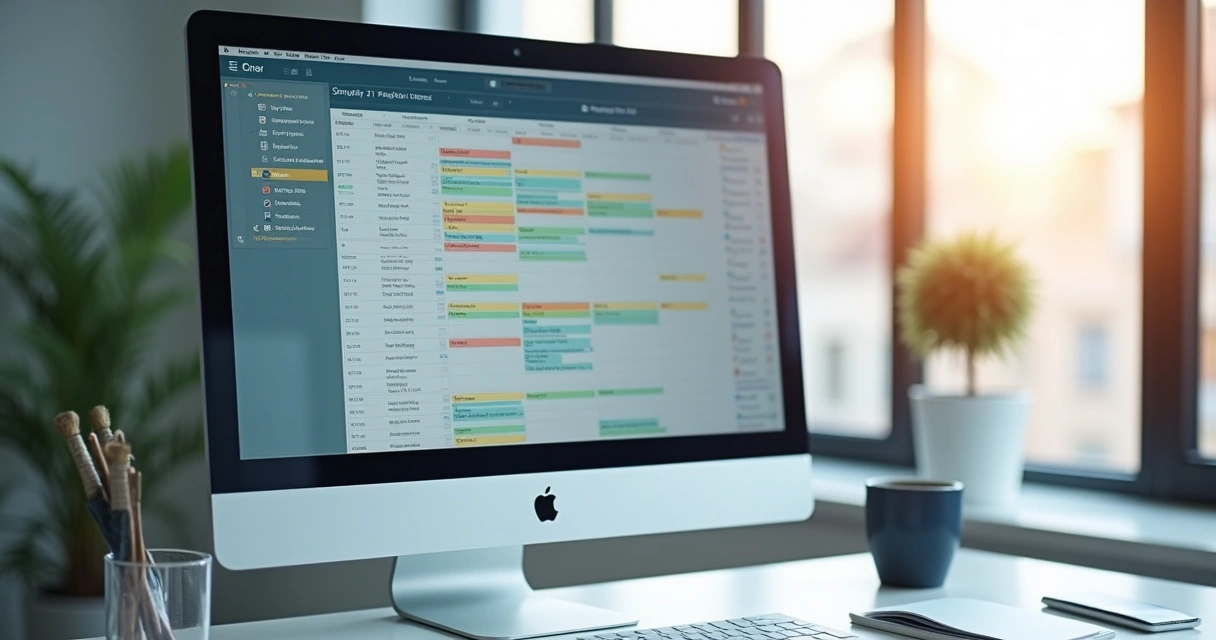 Agenda digital clínica organizada com marcações coloridas