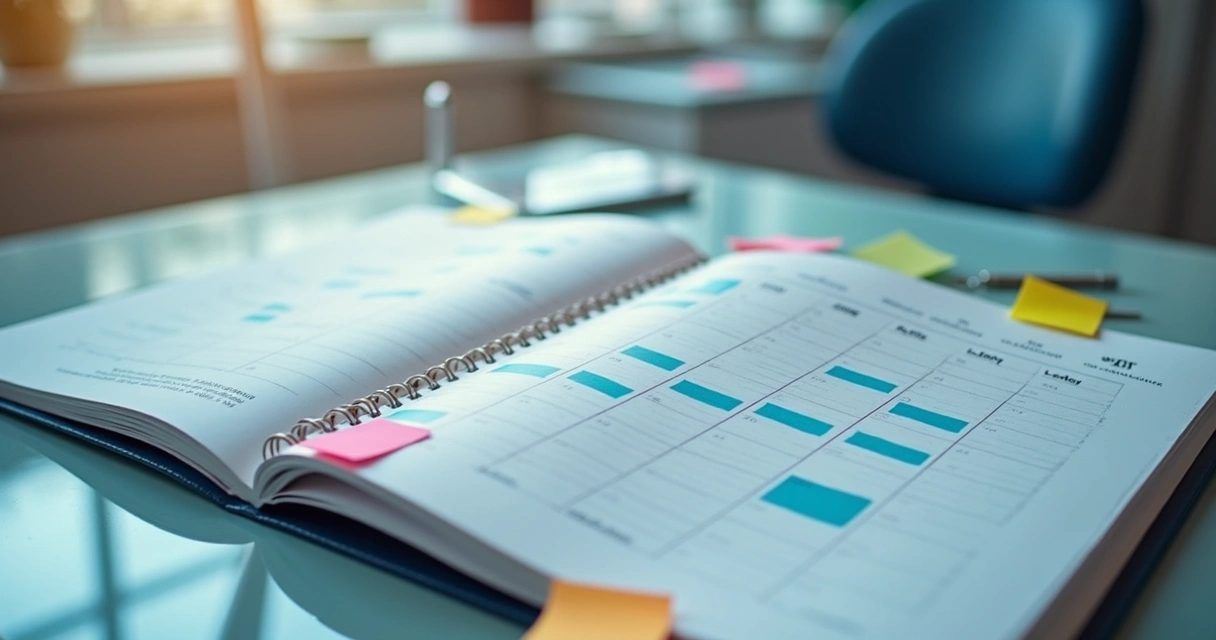Calendário de conteúdo de vídeos de dentista aberto em consultório 