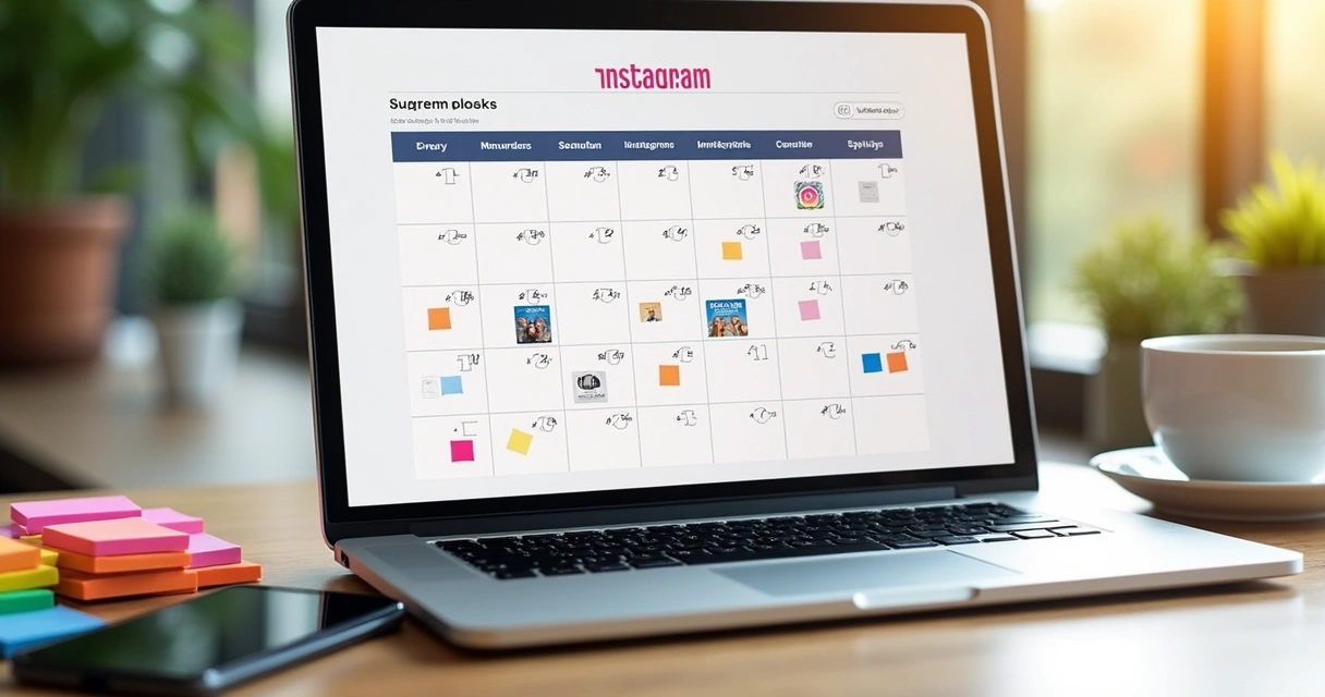 Calendário digital mostrando agendamento de posts para Instagram 