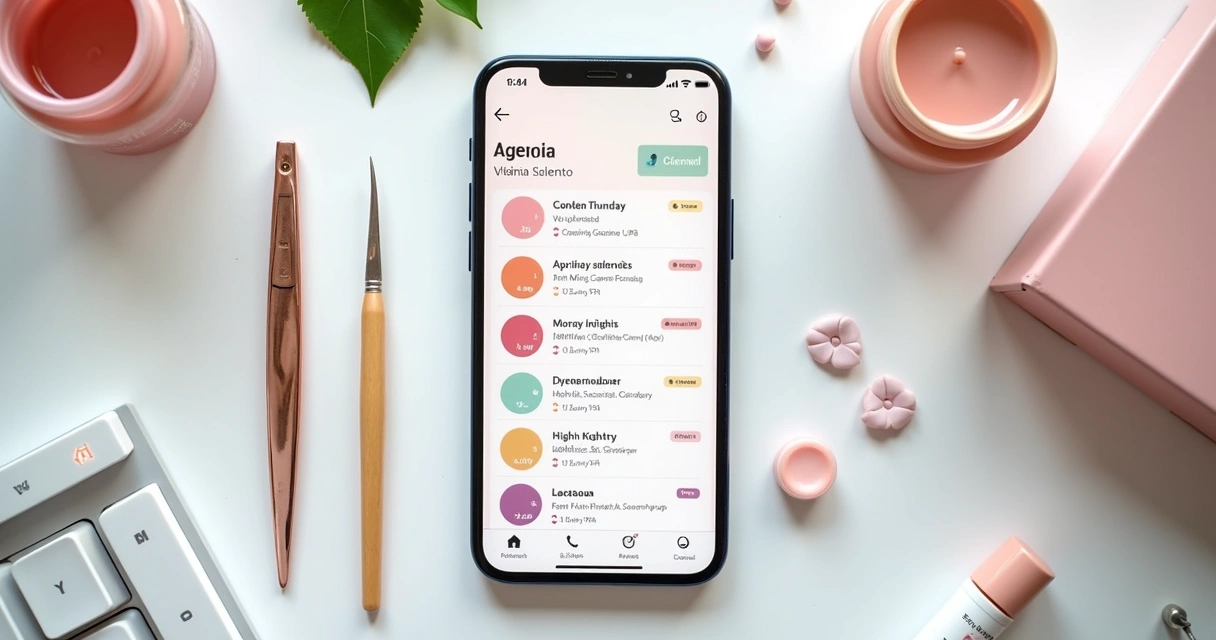 Tela de agenda digital para profissionais de beleza 