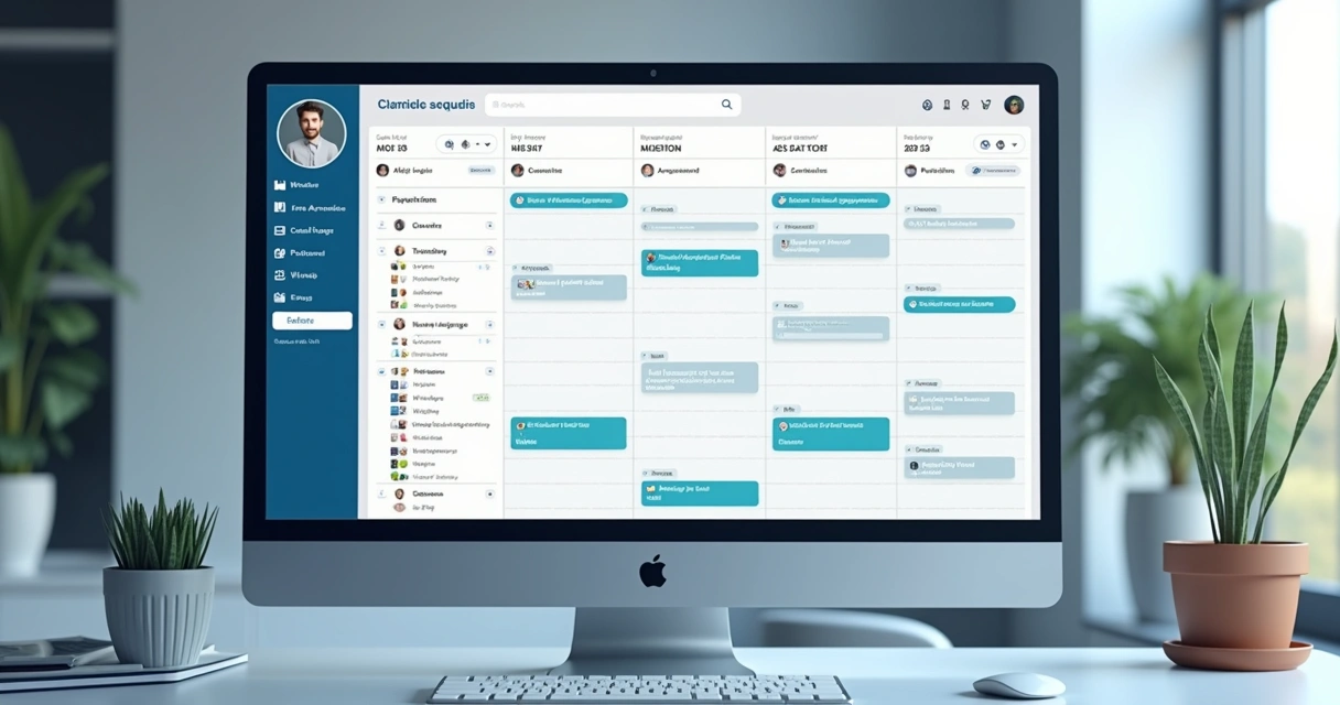 Painel digital com agenda de compromissos e notificações de clientes 