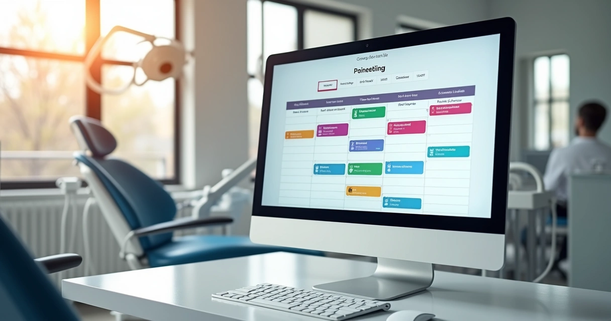 Tela de agenda digital mostrando horários marcados em clínica odontológica