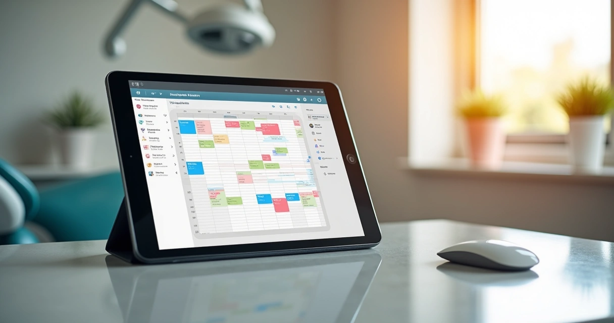 Agenda digital mostrando marcações e lembretes em clínica