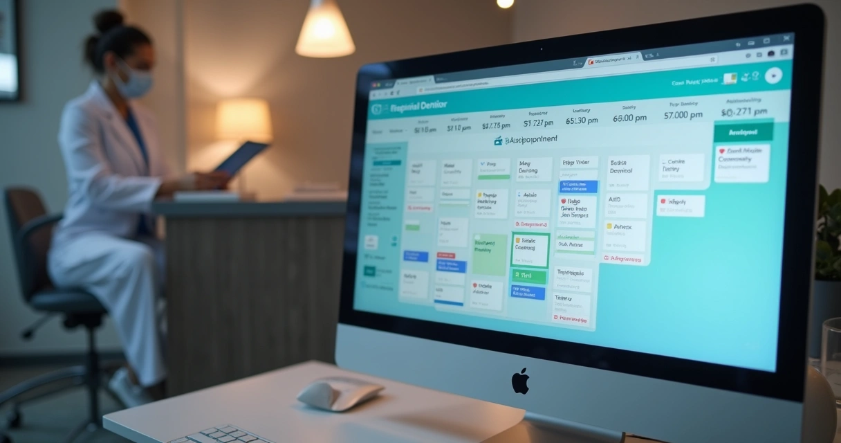 Calendário digital de uma clínica odontológica com horários sinalizados 