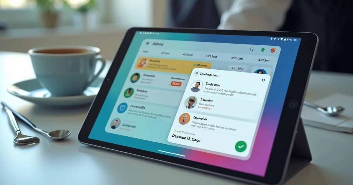 Tablet com agenda digital, destaque para lembrete de consulta odontológica 