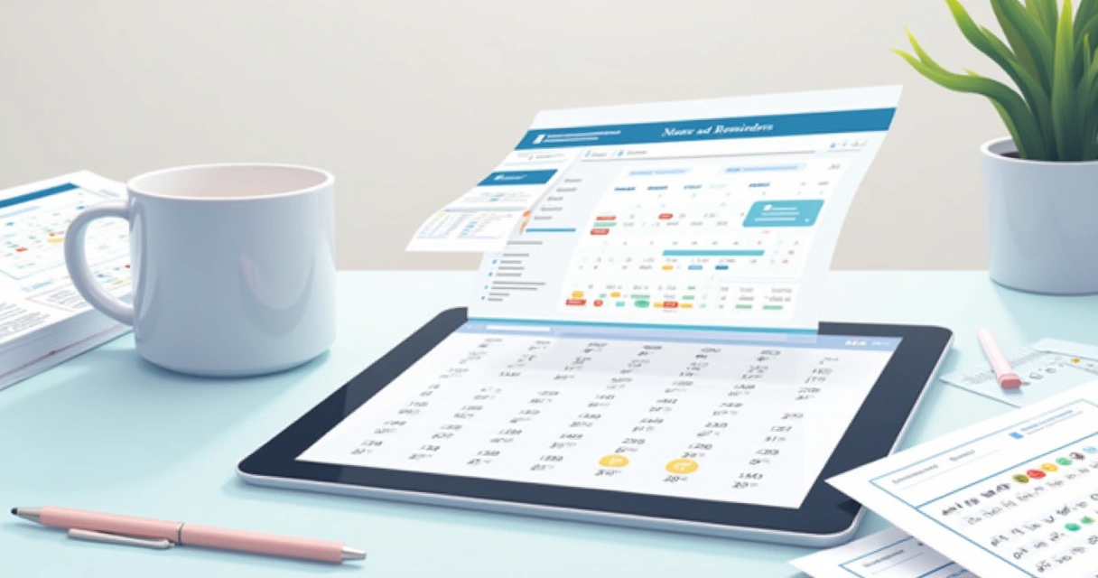 Agenda digital aberta com alertas e calendário destacado 