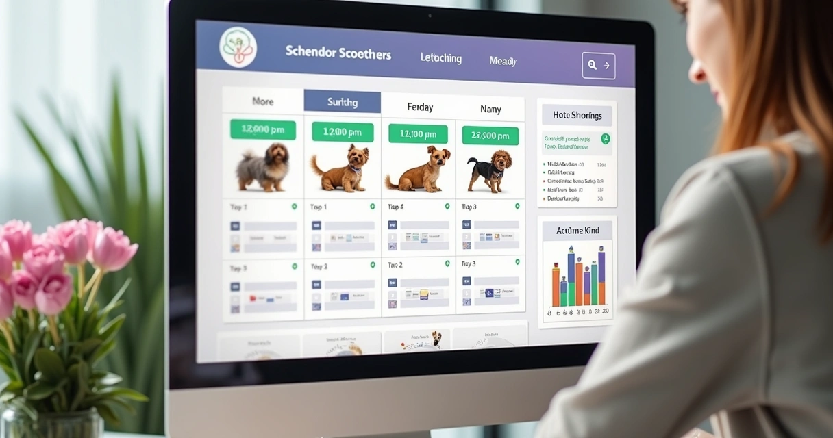 Tela de sistema de agendamento mostrando horários sendo preenchidos em um petshop 