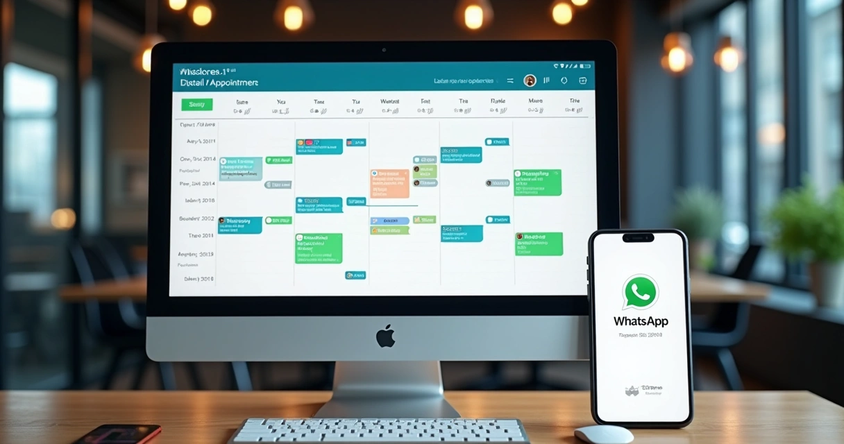 Digital agenda displaying appointments booked via WhatsApp