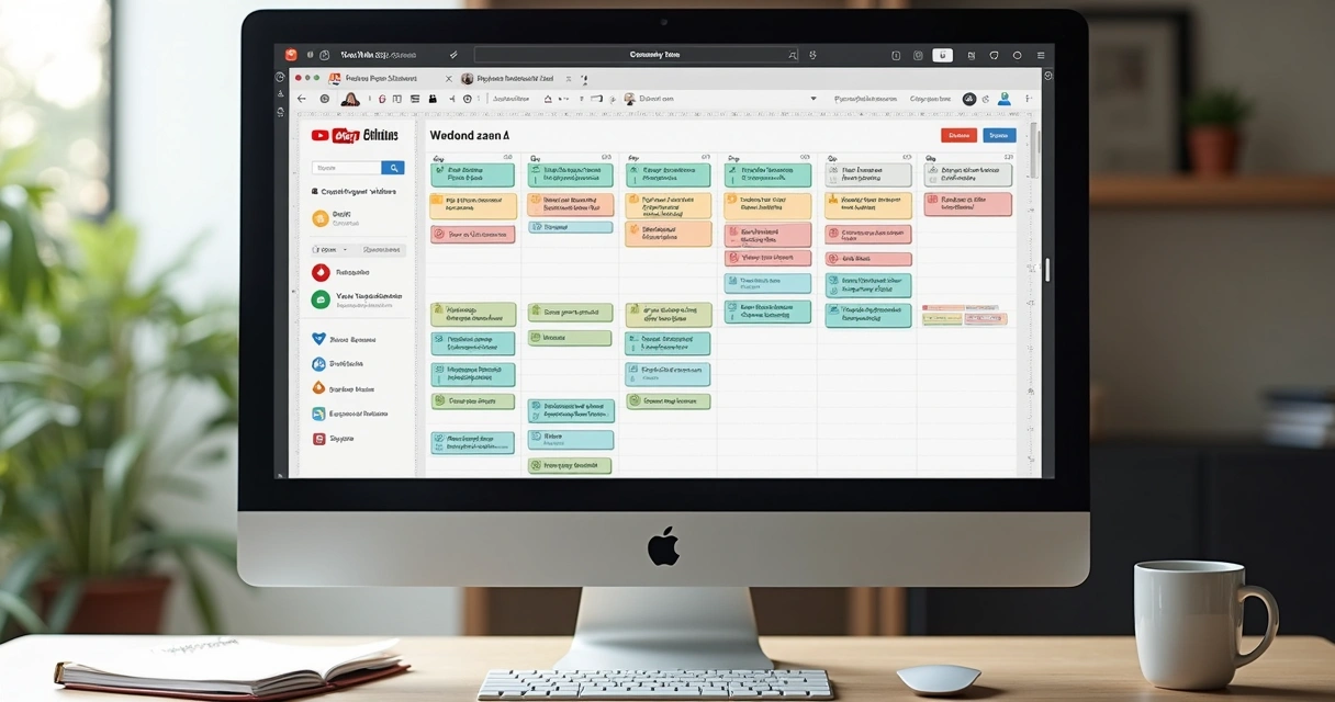 Calendário visual de planejamento editorial de vídeos para PME 