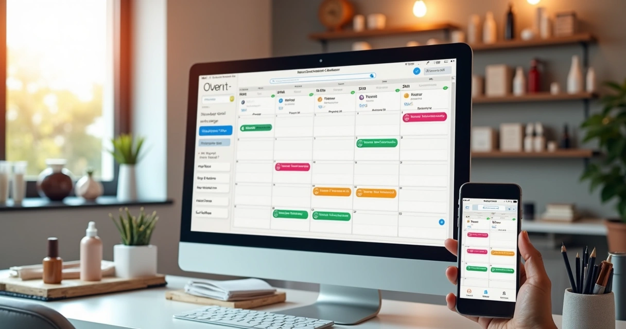 Tela de agenda eletrônica para salão de beleza em computador e celular 