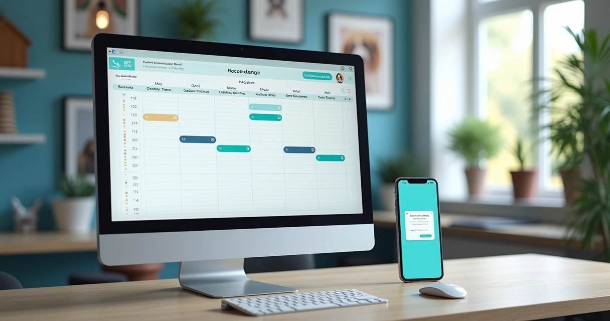 Tela de agenda eletrônica de petshop com horários marcados 
