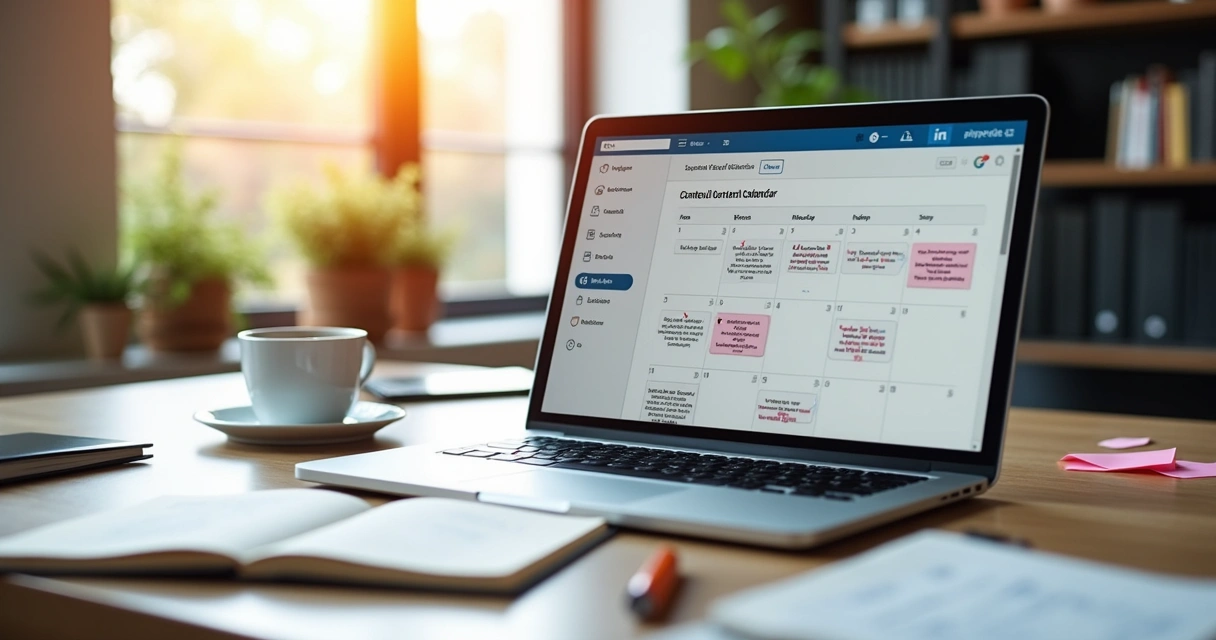 Agenda aberta mostrando planejamento semanal de posts para LinkedIn 