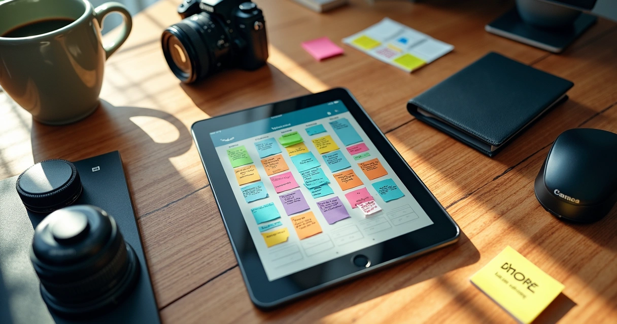 Agenda de fotógrafo com anotações de leads em acompanhamento. 