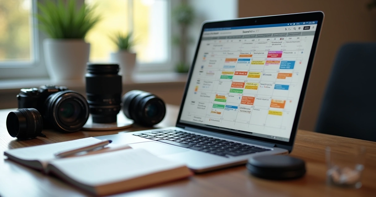 Agenda digital para fotógrafo com eventos bem distribuídos. 