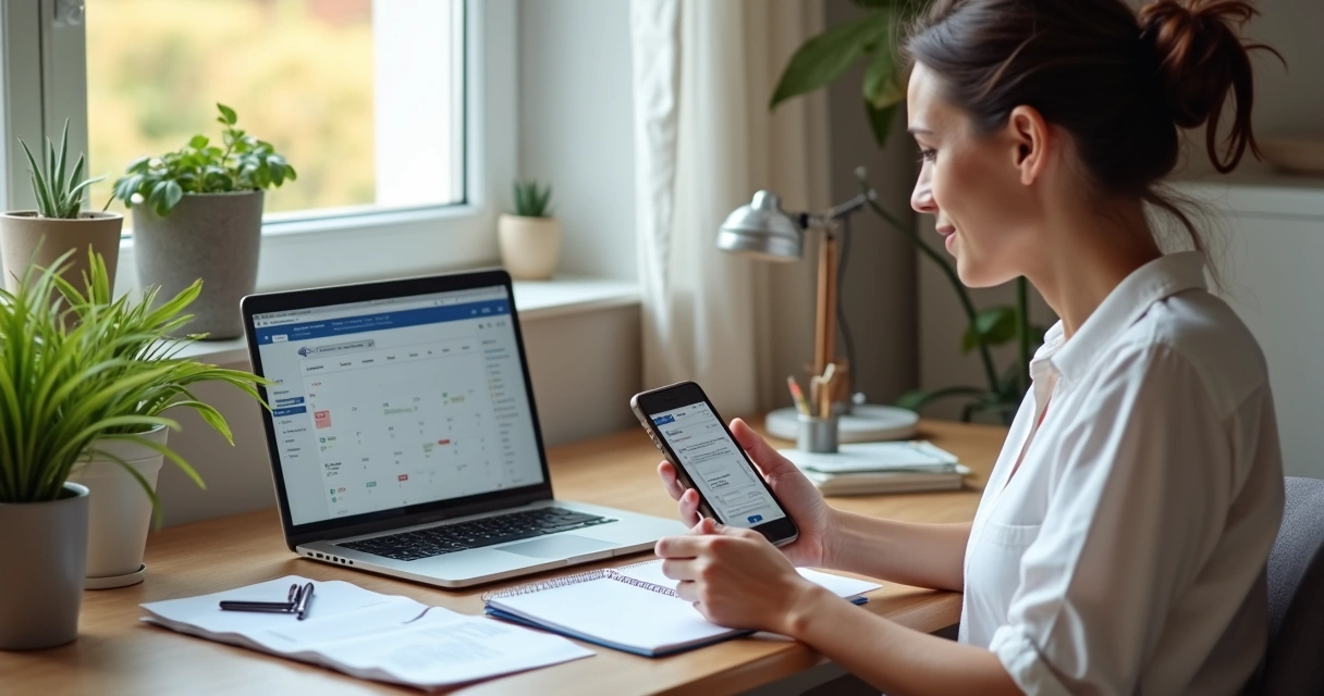 Mulher consultando agenda de manutenção doméstica 