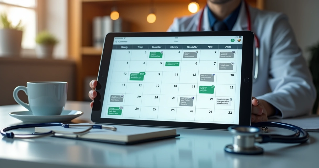 Agenda médica digital exibindo compromissos do WhatsApp