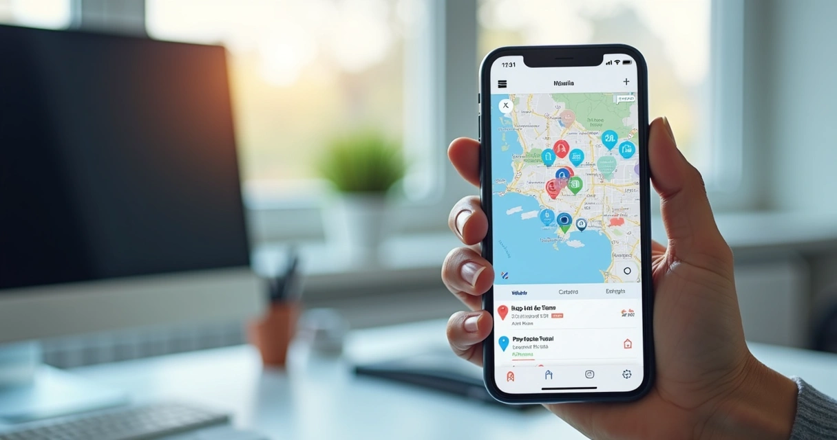 Agenda de diligências com mapa no celular 