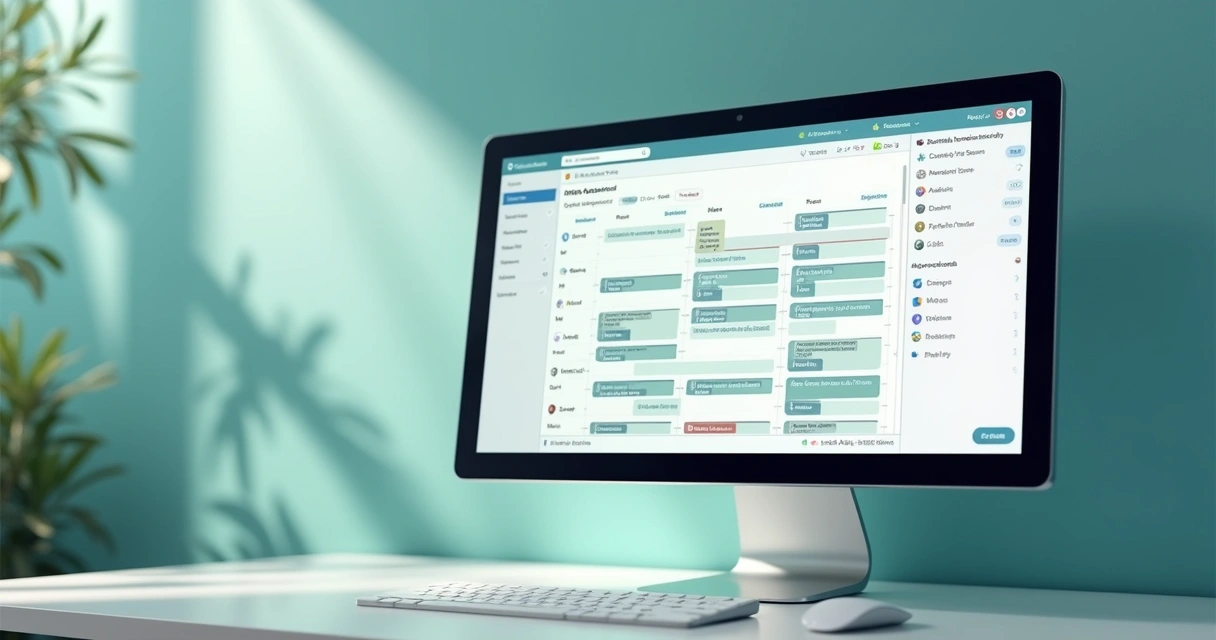 Agenda digital odontológica em tela de computador com lembretes 