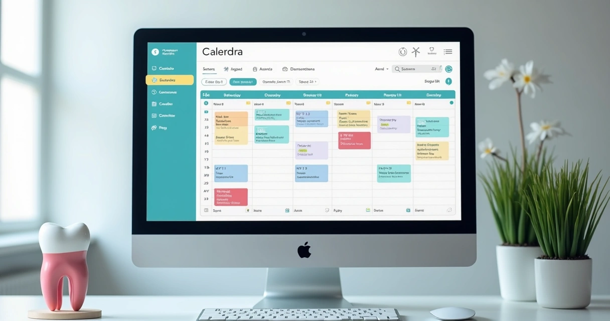 Tela de agenda odontológica digital com design limpo