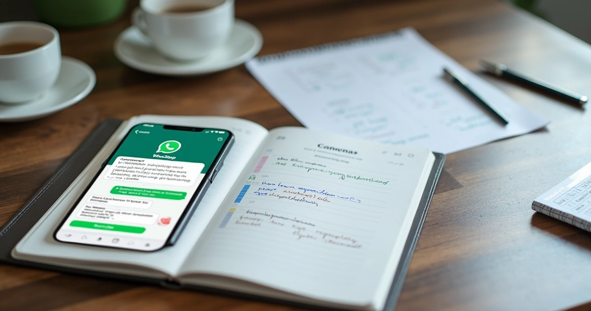Conversa de WhatsApp marcada na tela do computador com agenda de consultas odontológicas ao fundo 