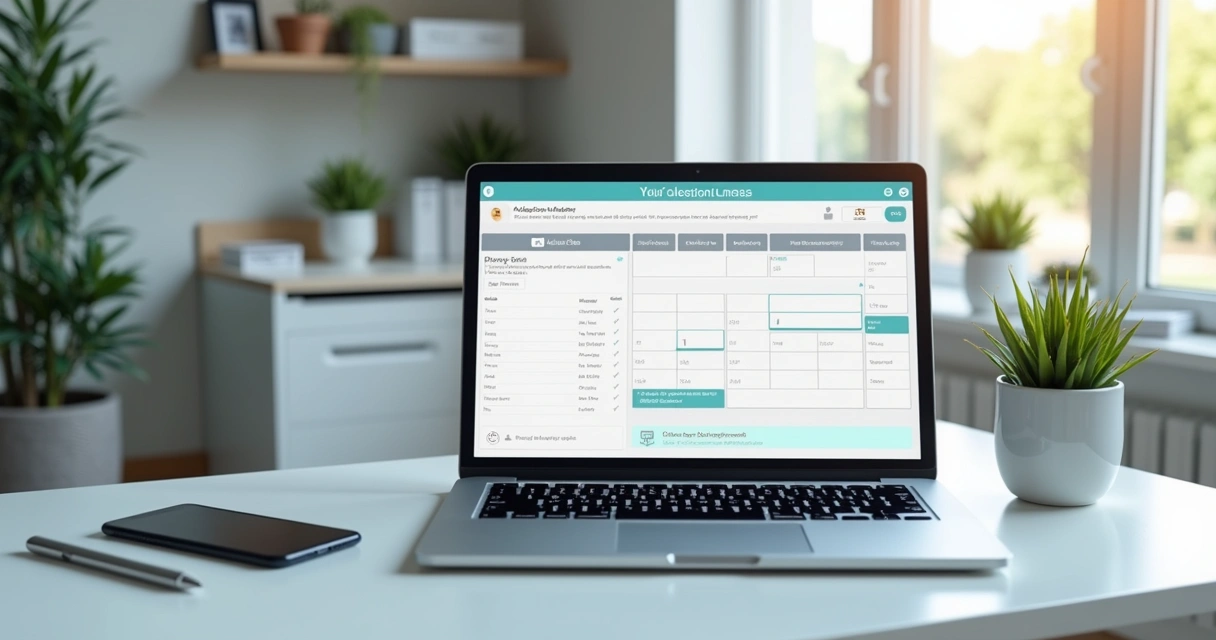 Agenda online de clínica aberta em notebook