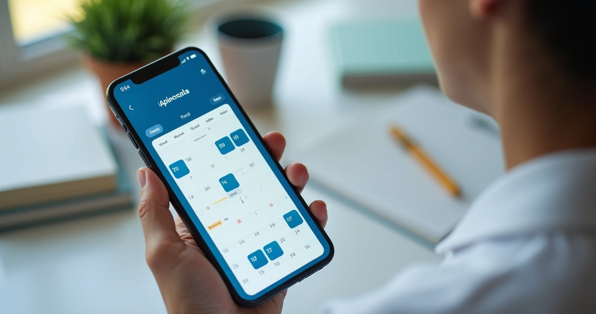 Tela de agenda online no celular de psicóloga 